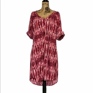 Miss Tina Raspberry Tie Dye Button-Up Shirt Dress L